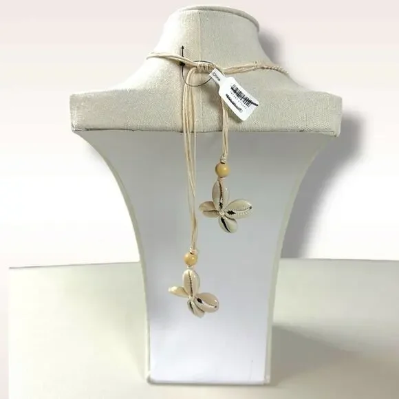 Free People Happy Days Shell Necklace NWT Neutral Bohemian Beach Choker Summer - Picture 12 of 16